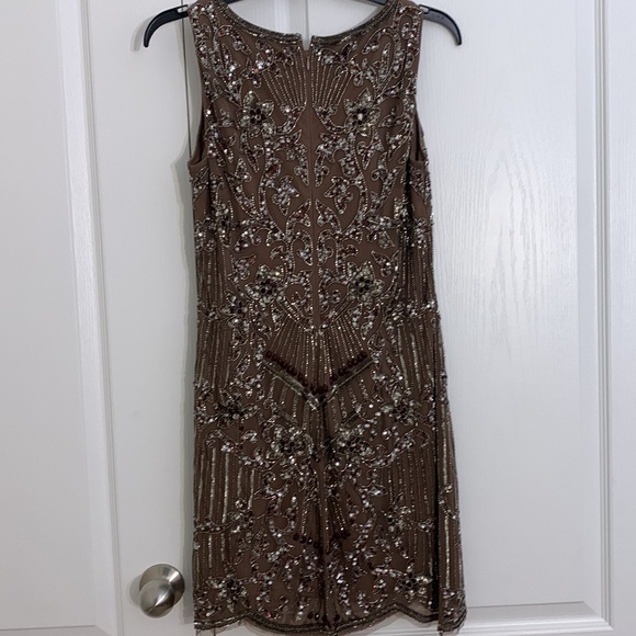 MIDI beaded brown formal dress - Picture 3 of 4